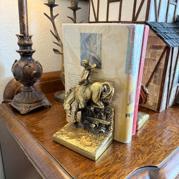 1960's PM Craftsman Cast Bronze Western Bookends - Picture 9 of 17